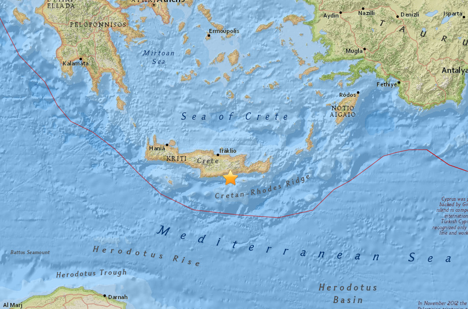 希臘克里特島外海5.3地震 未傳災情