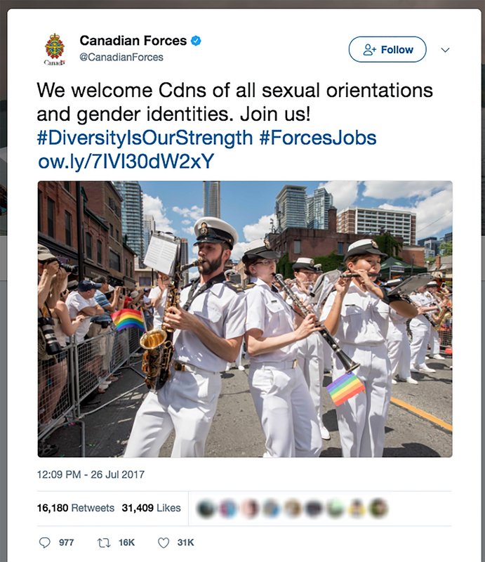 歡迎加入 加拿大軍方向跨性別者招手
