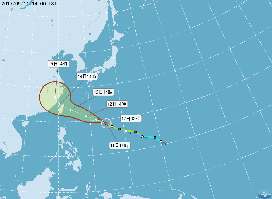 泰利逼近中颱 估暴風圈13日下午觸台