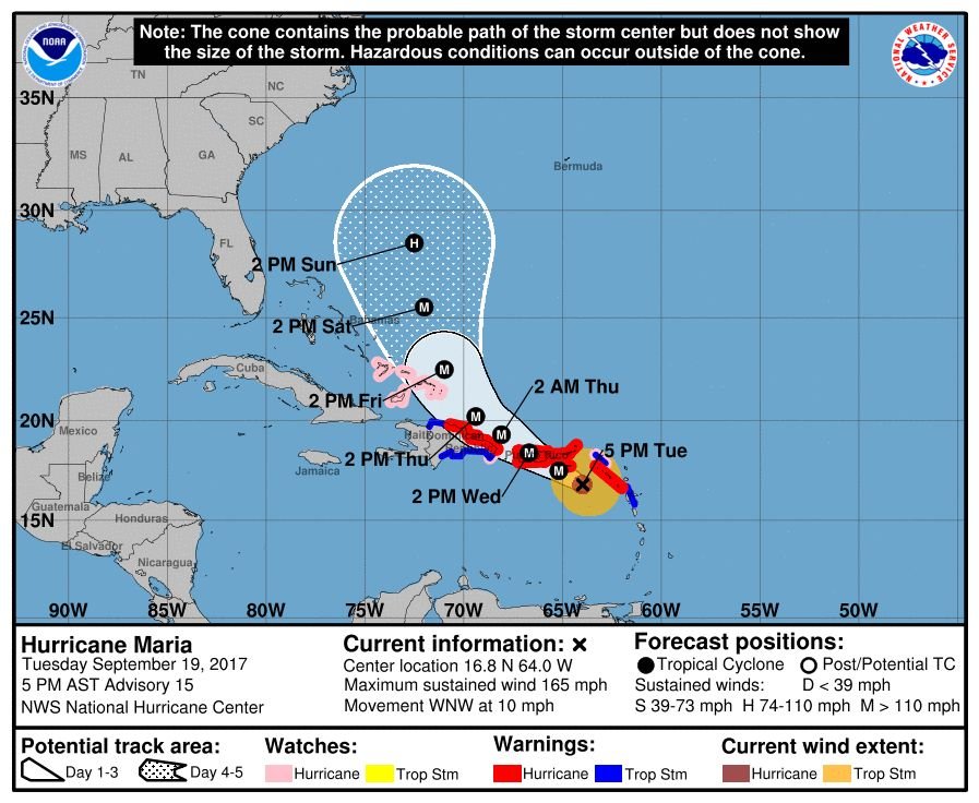 颶風瑪莉亞撲向波多黎各 可能帶來災難