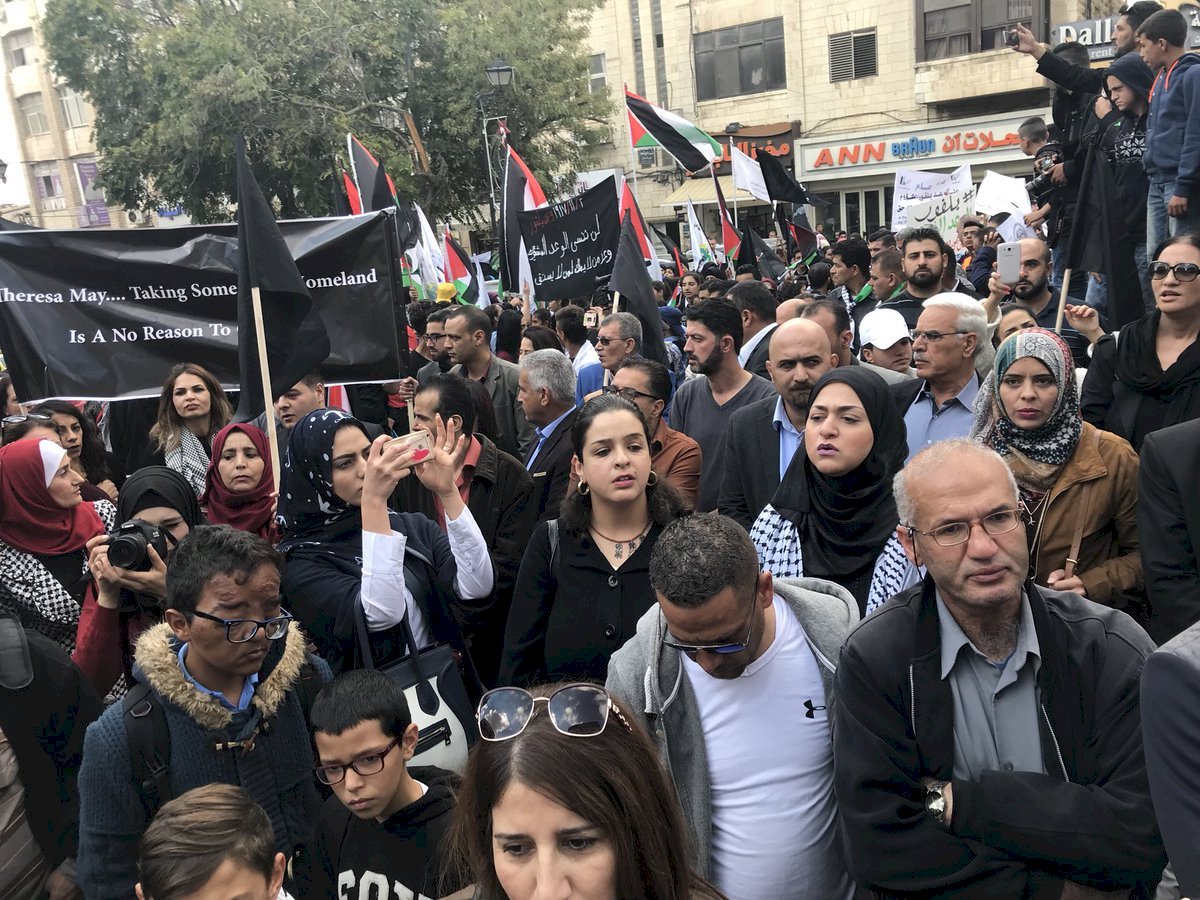 貝爾福宣言滿百年 巴勒斯坦人上街抗議