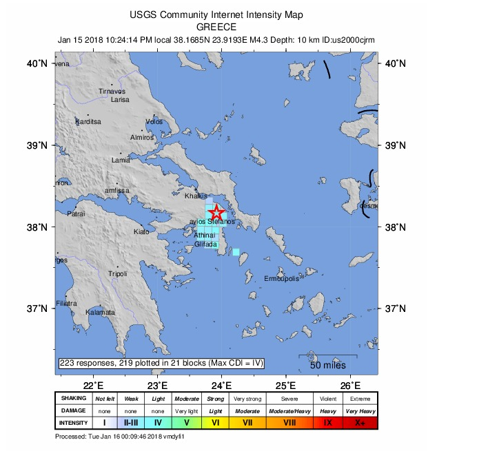 雅典4.2中度地震 尚無受傷損害通報
