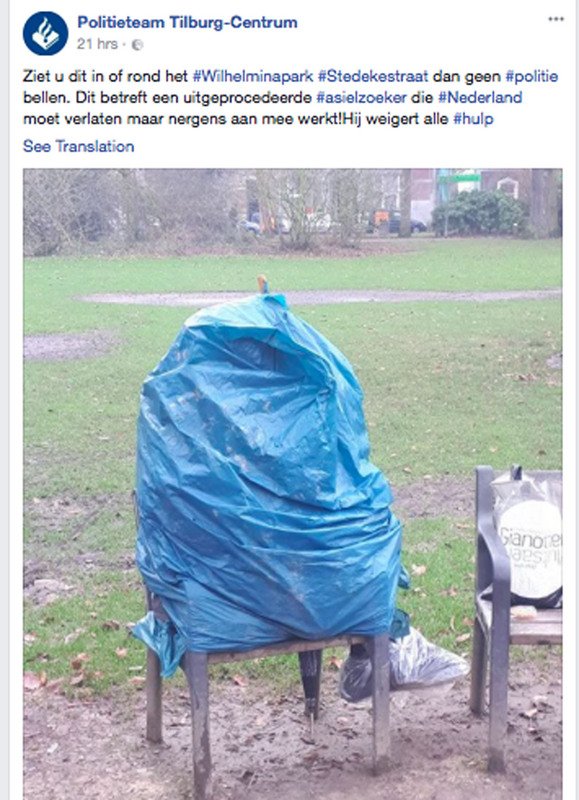 尋求庇護失利 荷蘭難民用垃圾袋包全身
