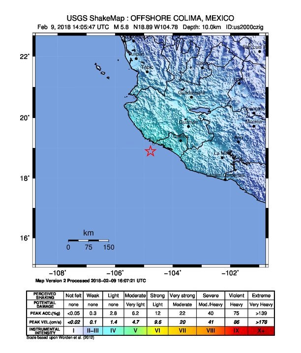 墨西哥太平洋岸規模5.8地震 未傳災情