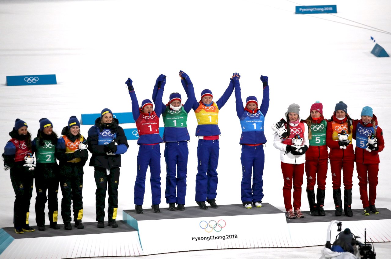 冬奧女子越野滑雪4x5公里接力 挪威摘金