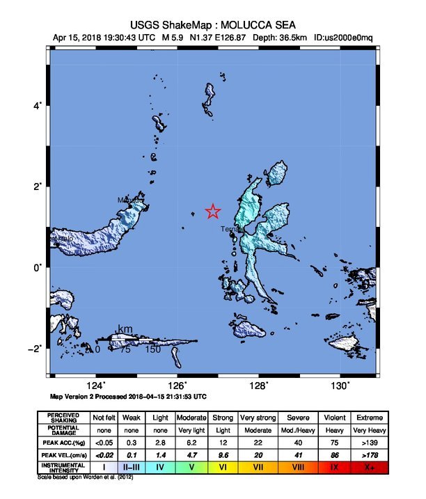 USGS：印尼外海發生規模6.1強震