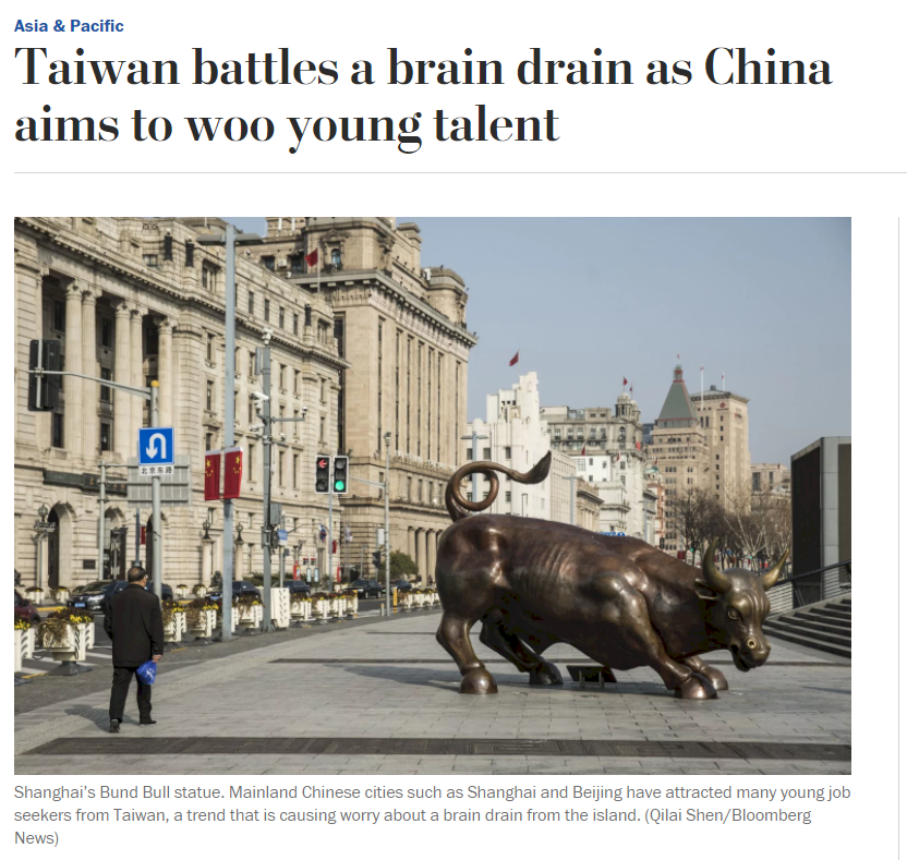 中國吸引台灣人才 華郵：為求統一