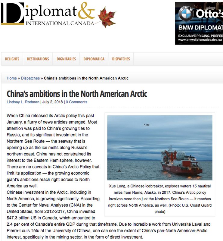 北美專家：應警惕中國對北極野心