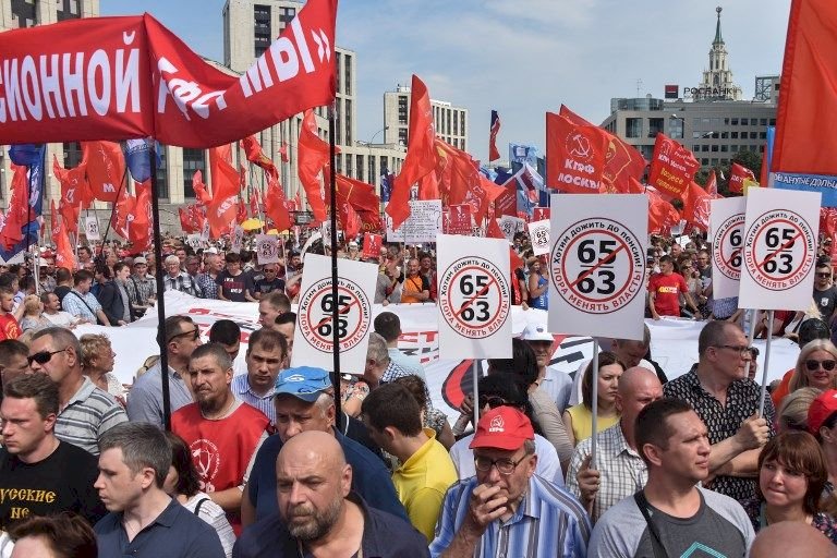 反對延後退休年齡 俄國人上街示威