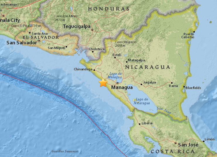 尼加拉瓜傳地震 規模5.3