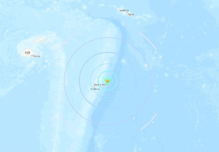 USGS：東加王國外海傳規模6.3地震