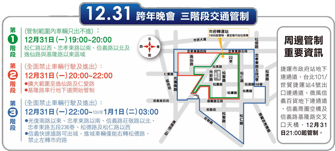 台北跨年晚會將登場 信義區三階段交管