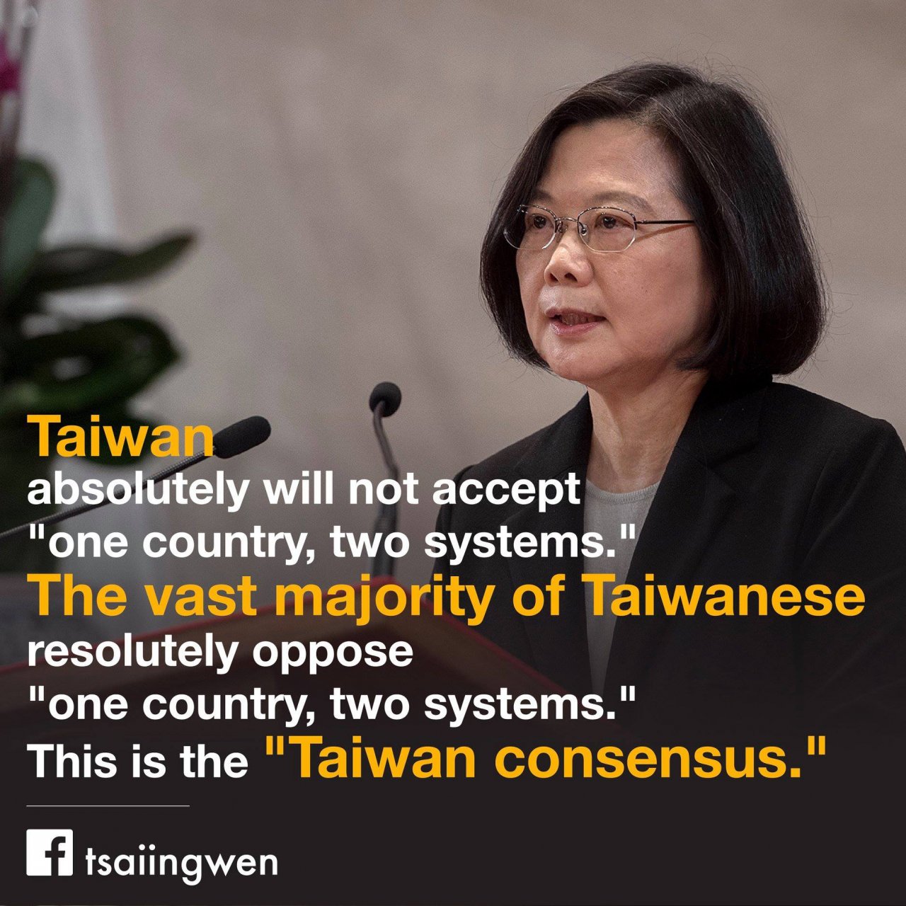 未回應獨派勸退 總統臉書：向世界表達台灣絕不接受一國兩制