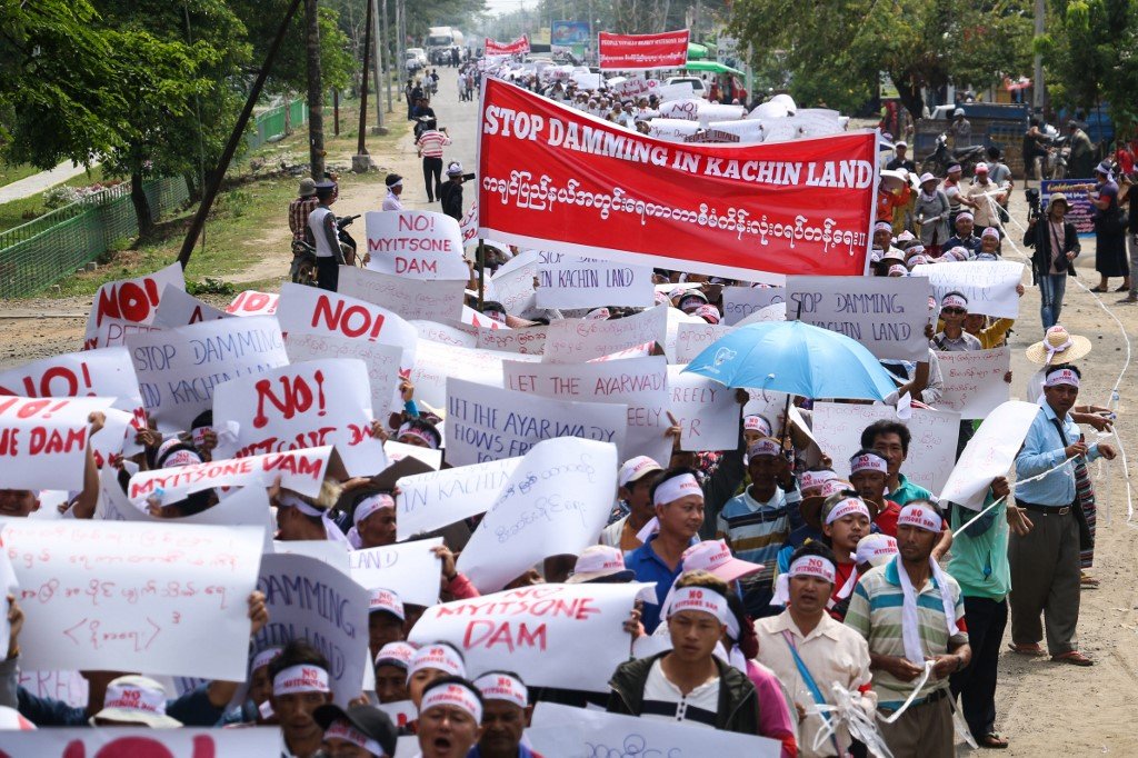 緬甸數千人遊行  抵制中資大壩