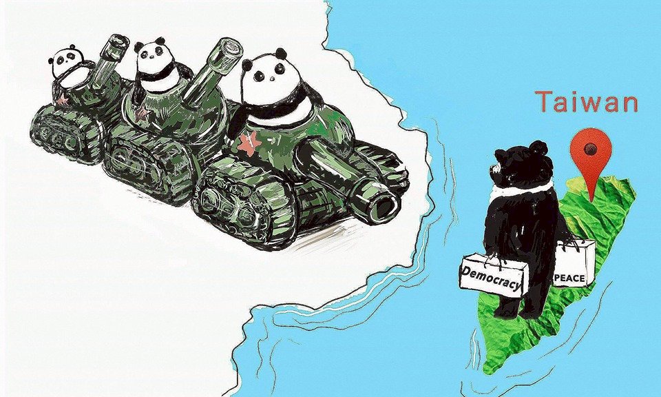 坦克貓熊對上民主黑熊 創意圖片凸顯兩岸差異