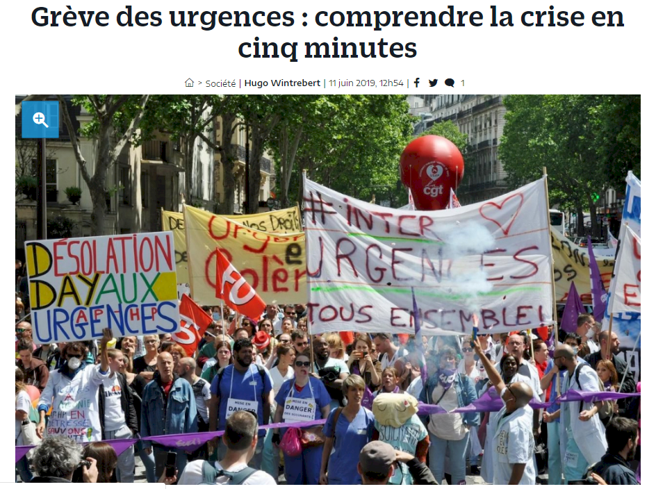 病患激增卻缺預算人力 法國急診醫護罷工抗議