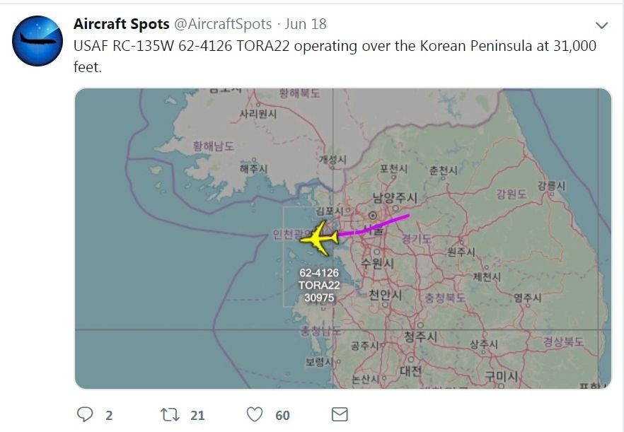 習近平訪北韓前 美偵察機飛越首爾