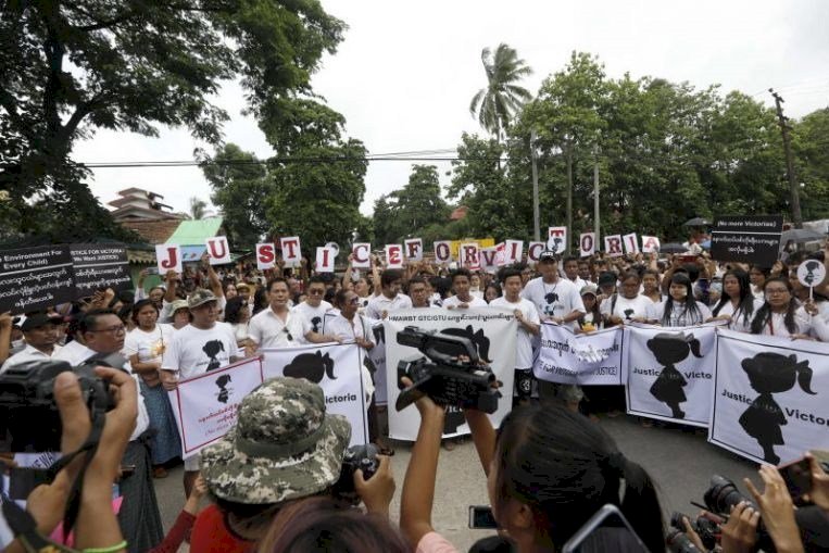 緬甸3歲童遭強暴 仰光數千人上街抗議