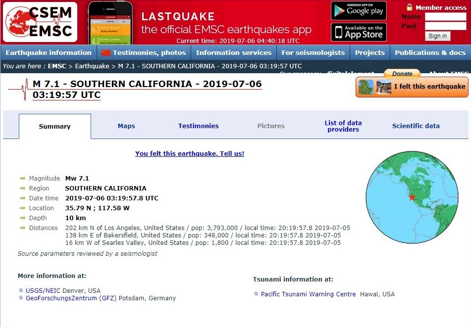 南加州7.1強震 極淺層只有0.9公里