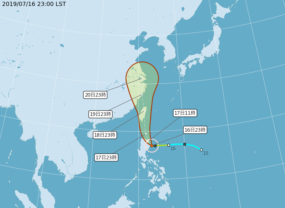 輕颱丹娜絲海警發布 估週四、五最接近台灣