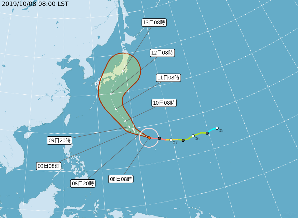 強烈颱風哈吉貝 預計直撲日本關東地區