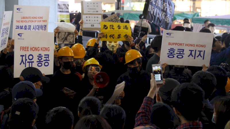 首爾數百人集會 呼籲南韓政府停止沈默 支持香港民主