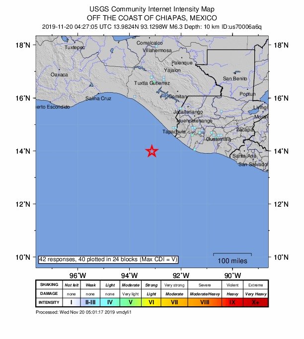 USGS：墨西哥南部6.3地震 深度26公里