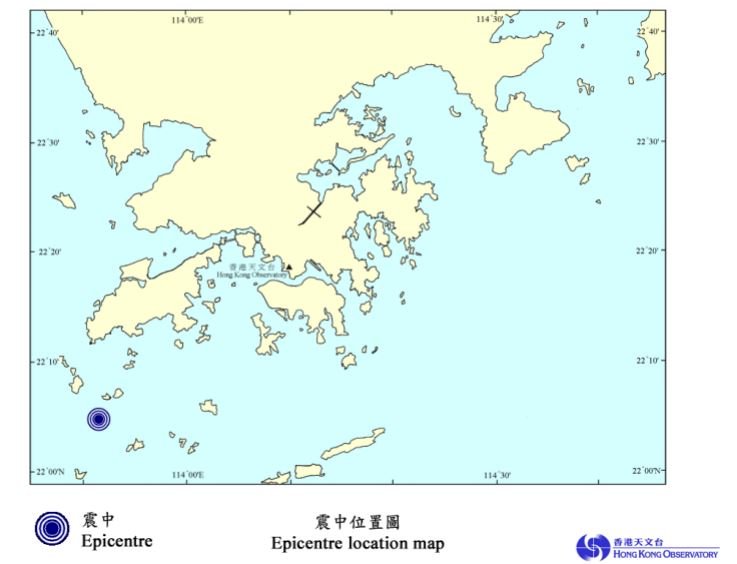 香港發生規模3.4地震 近兩個月第二起