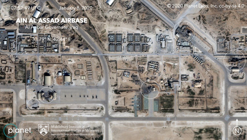 衛星照顯示 伊朗空襲造成美軍基地7建物毀損