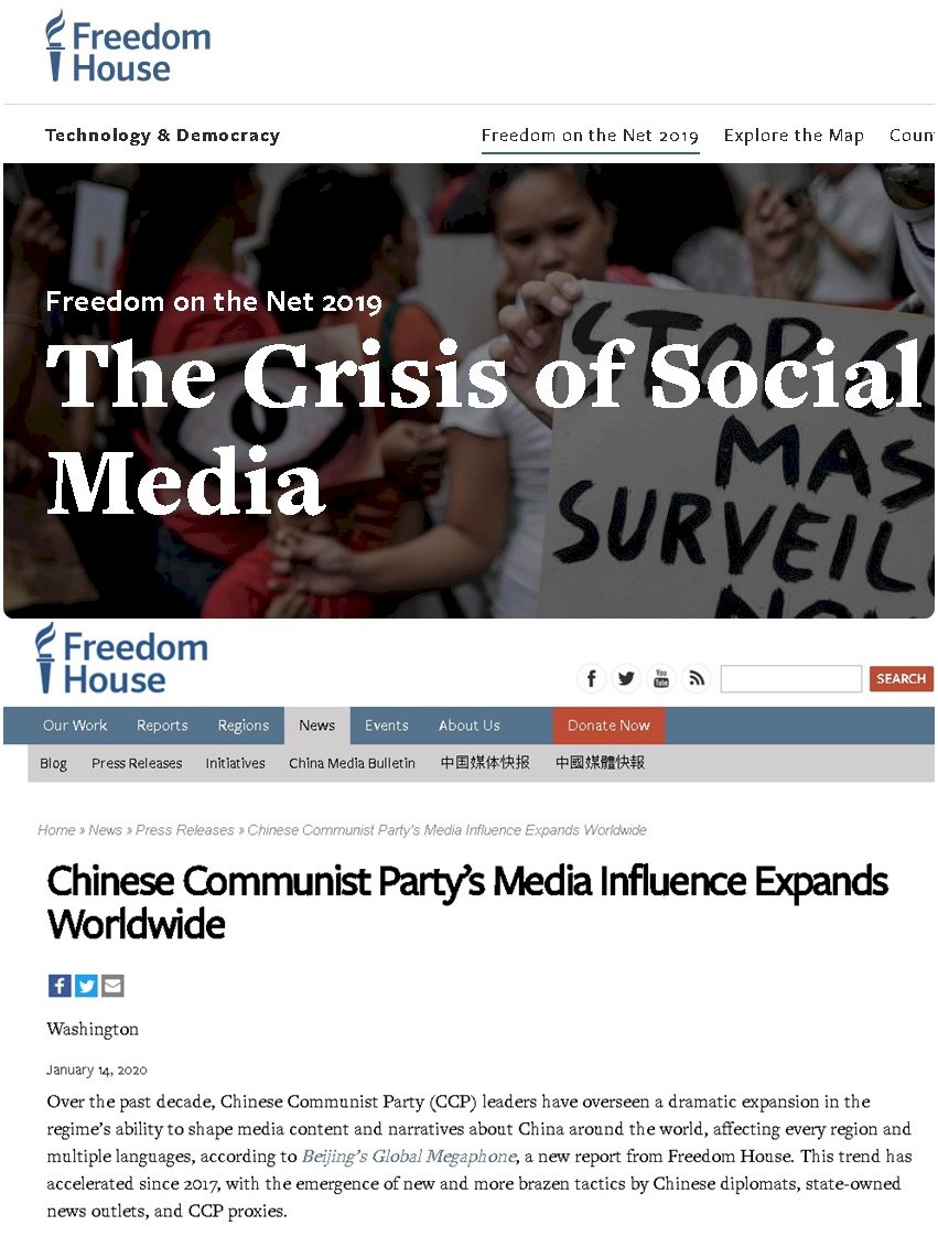 拒讓中國影響海外媒體 自由之家籲各國加強規範