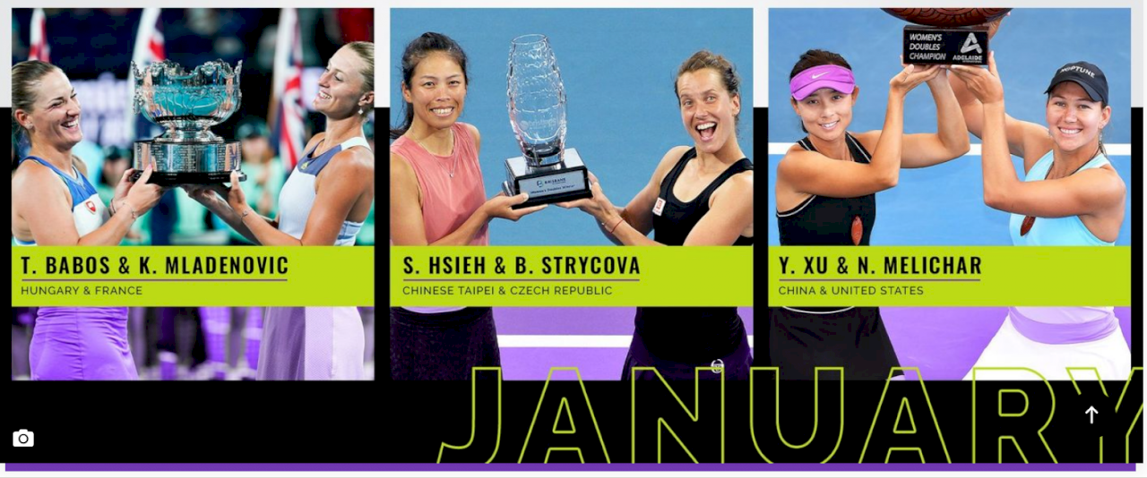 WTA票選一月最佳女雙組合  謝淑薇入圍