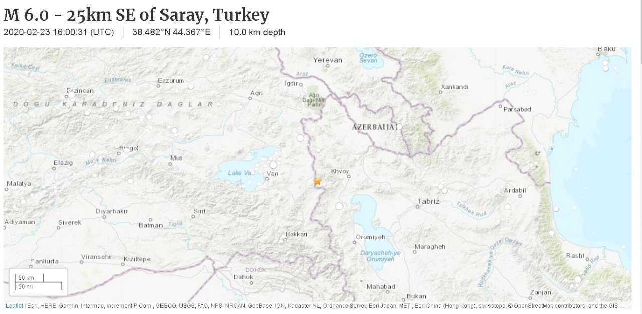 土耳其伊朗邊境再傳6.0地震 暫無傷亡通報