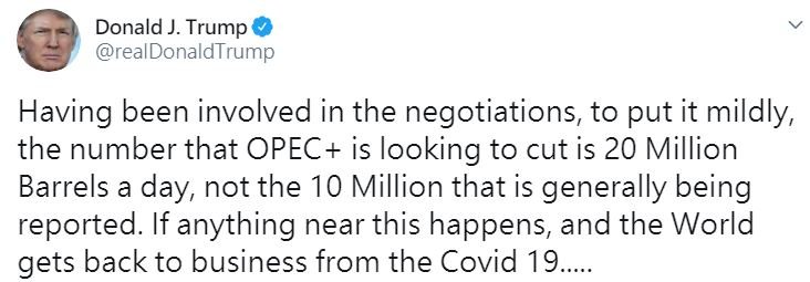 川普：OPEC+尋求每日減產2千萬桶原油