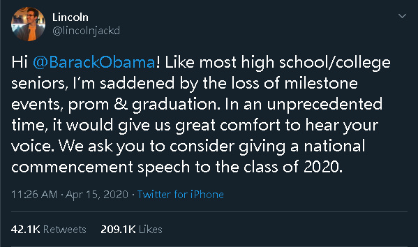 2020畢業班呼喚希望之聲 美高中生邀歐巴馬勉勵