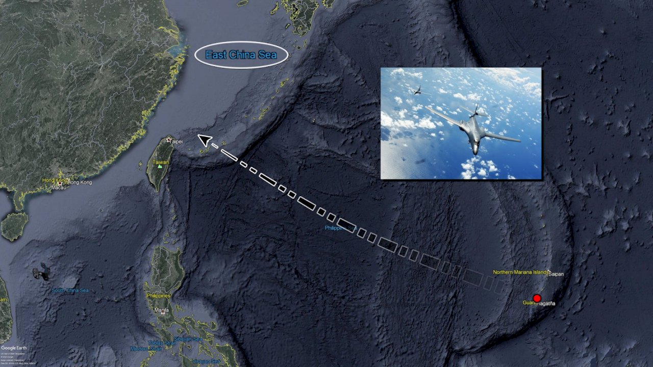 美超音速轟炸機掠過台灣東北方 國防部掌握