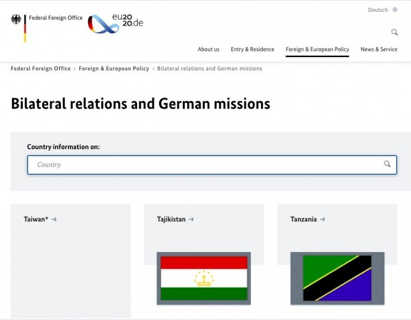 德國外交部：官網台灣部分不曾有國旗