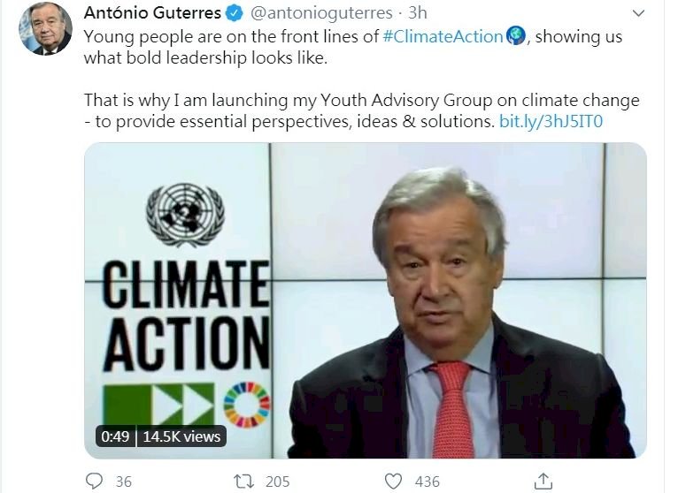 傾聽年輕人意見 UN秘書長邀約年輕環保鬥士