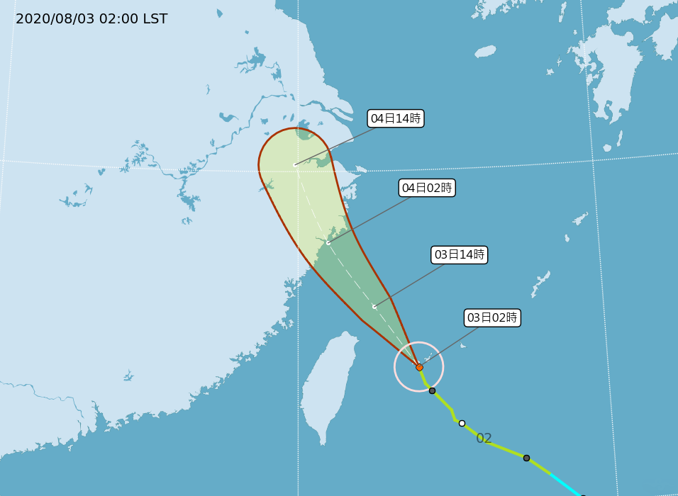 輕颱哈格比進入東北海面  今雨勢最大