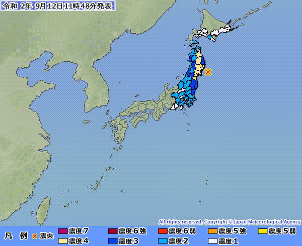 日本東北外海規模6.1地震 311重災區震度4級