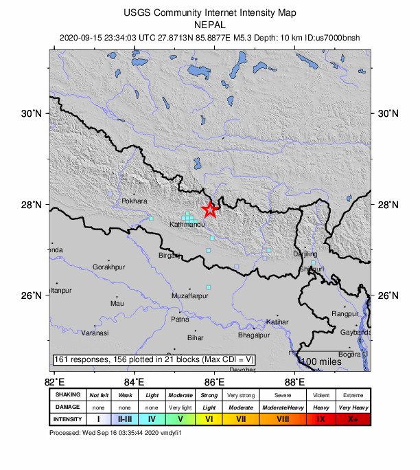 規模6地震襲尼泊爾　暫無傷亡災損通報