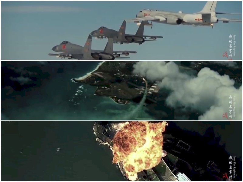 中國空軍轟六文宣影片　拼接好萊塢電影片段挨批