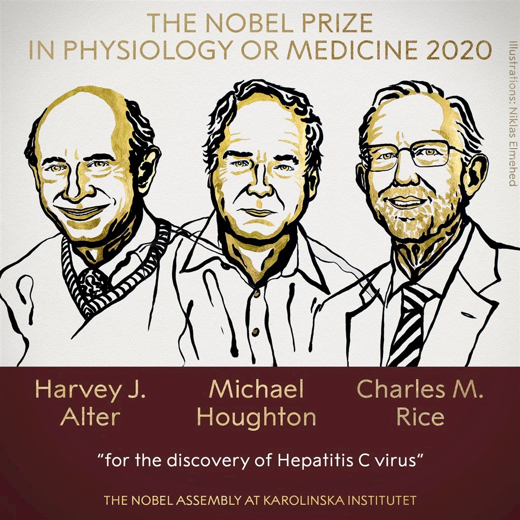 2020年諾貝爾生理學或醫學獎 美英3位學者共享殊榮