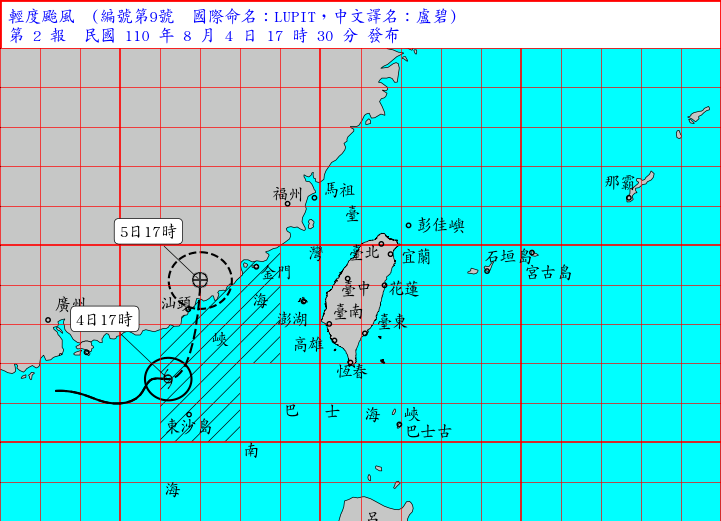 輕颱「盧碧」進逼 西部離島、中南部連3天受影響