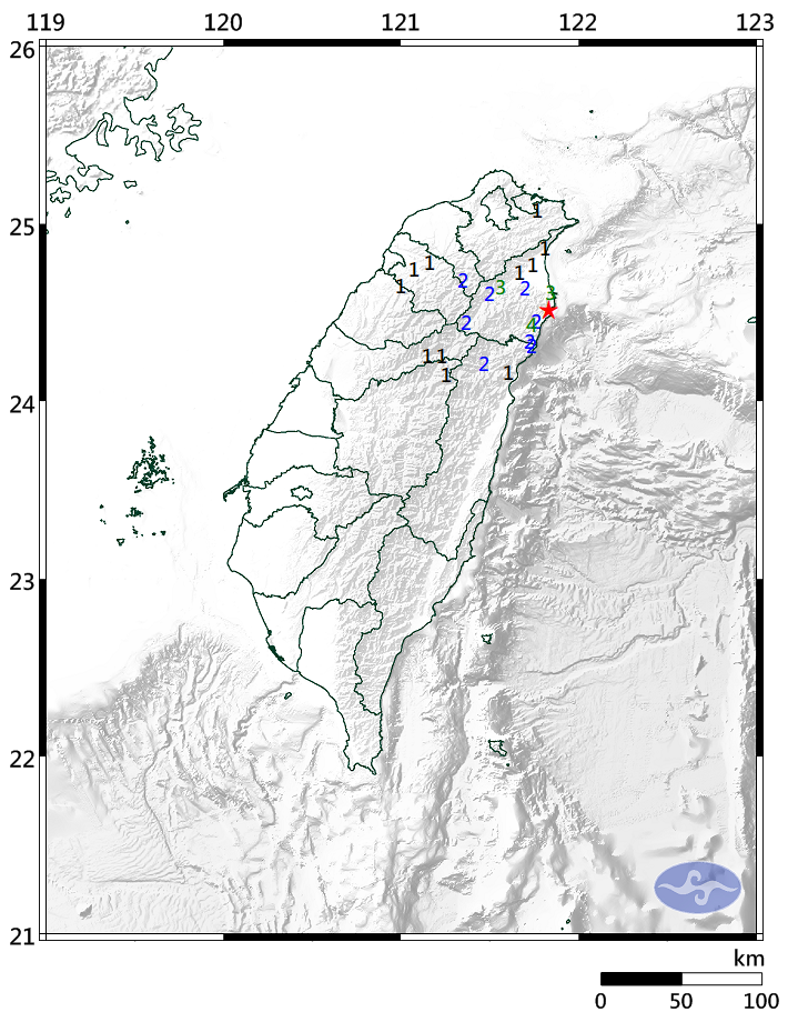 宜蘭近海7:52地震 規模4.2