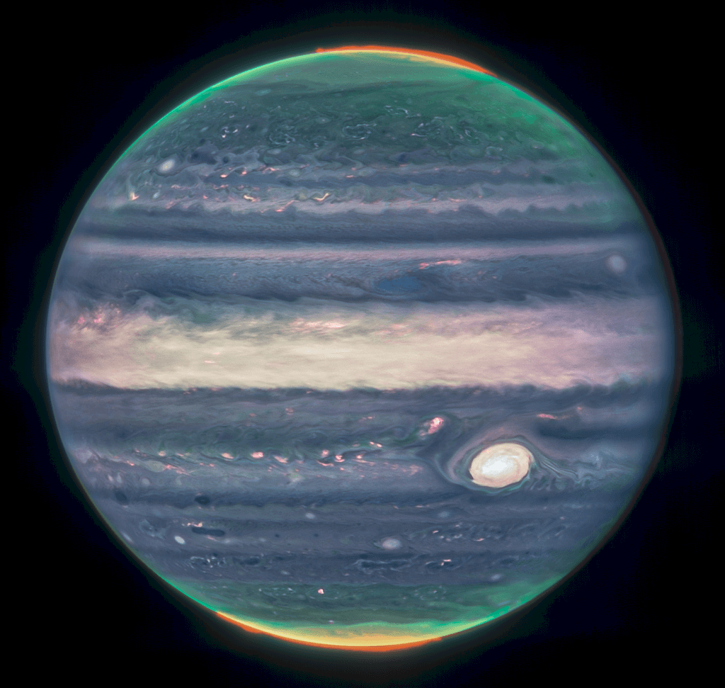 韋伯太空望遠鏡公布木星影像 光環與極光清晰可見