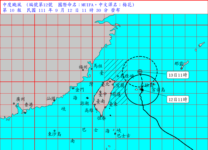梅花颱風強度略減弱 暴風圈進入東北近海