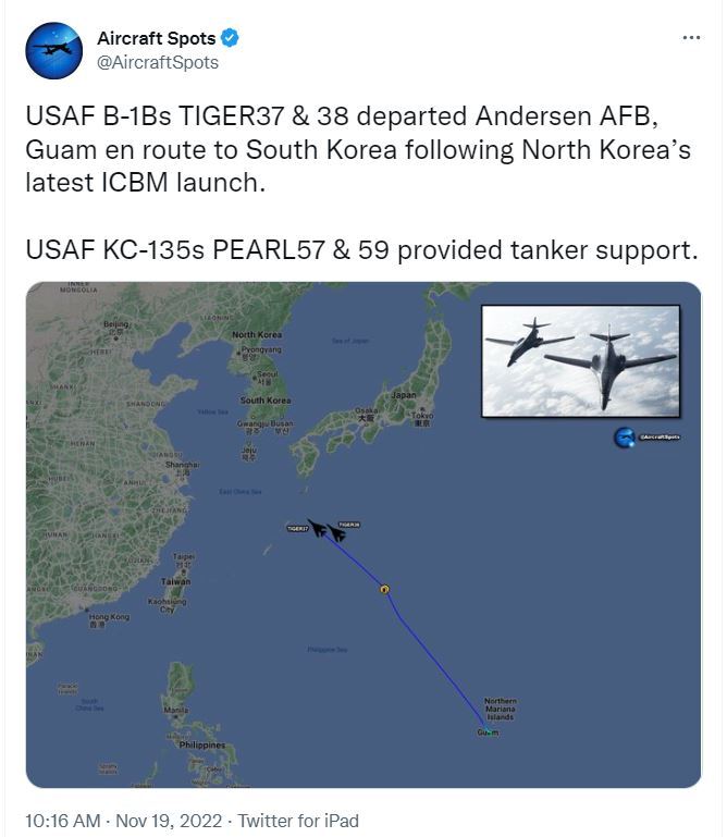 北韓射彈後 南韓：美B-1B重新部署朝鮮半島