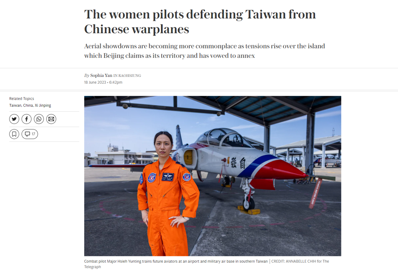 台灣女飛行員登英媒 郭文靜：男性能做到女性也可以