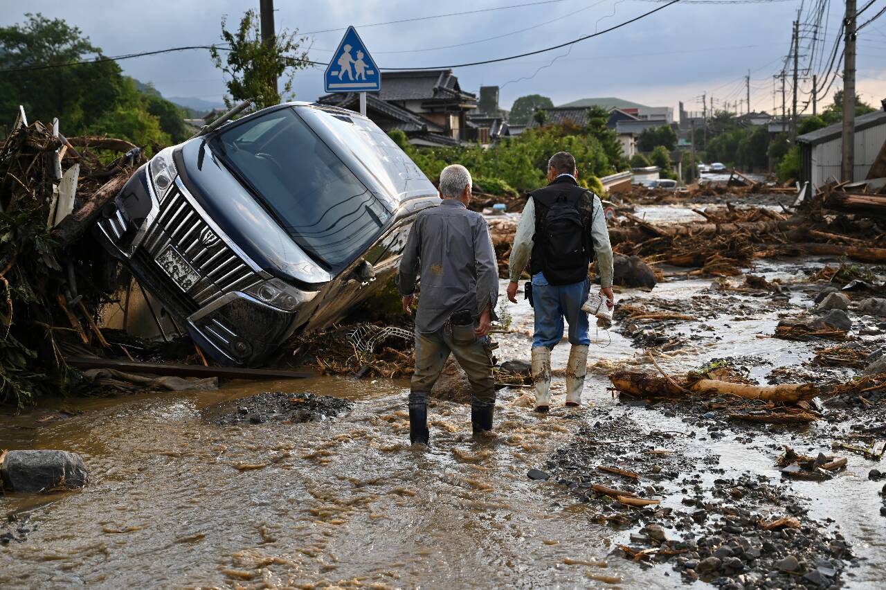 日本九州北部豪雨成災 已知5死3失聯