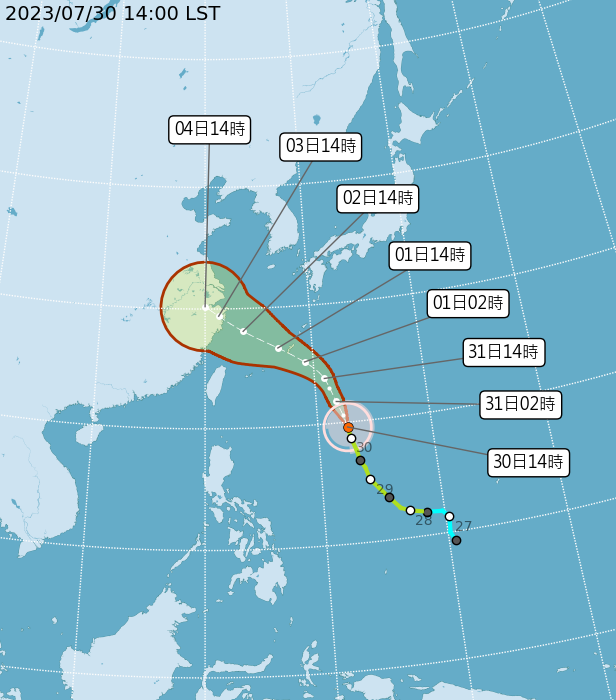 卡努颱風增強為中颱  不排除8/1發布海警